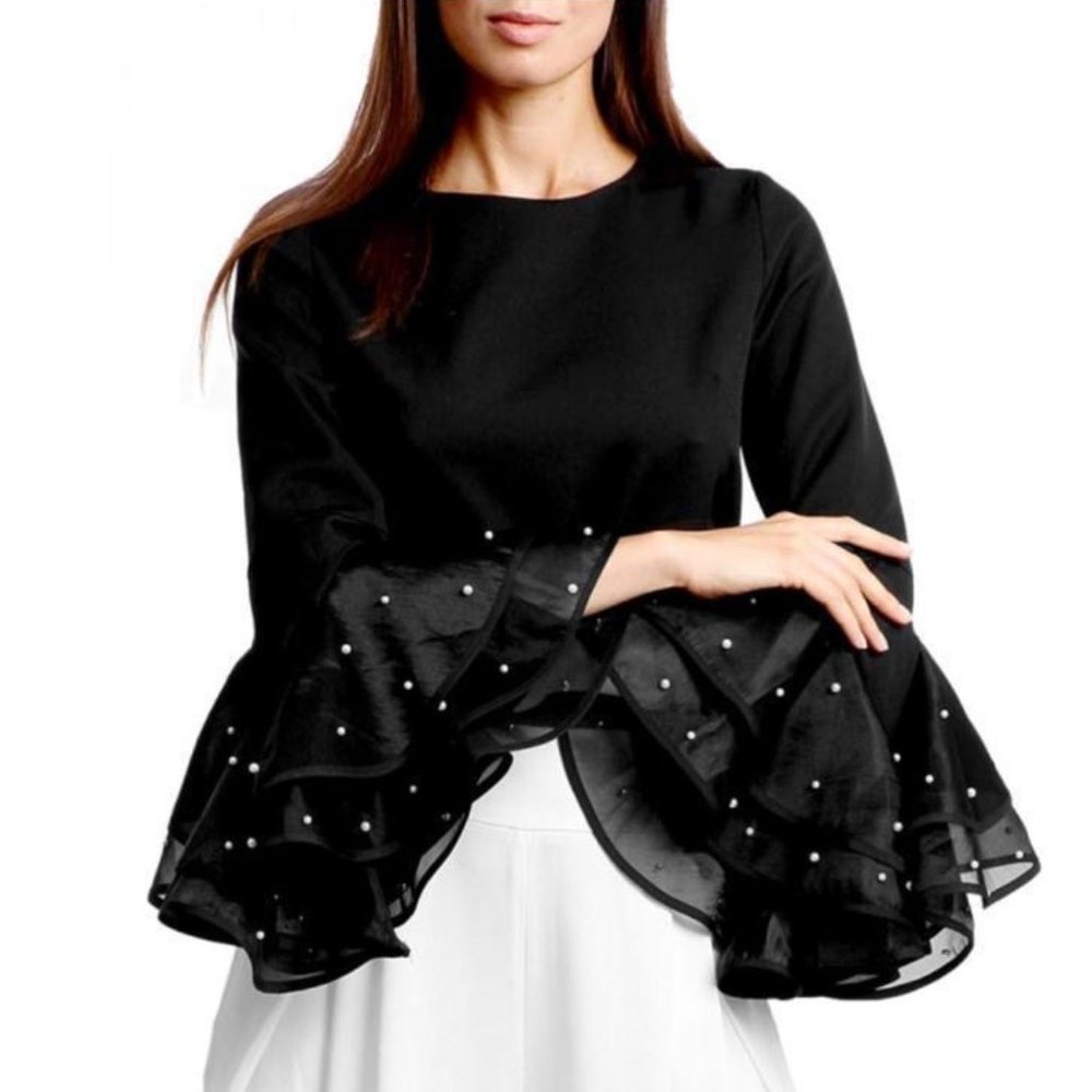 Gracia Pearl-Sleeved Bell Blouse